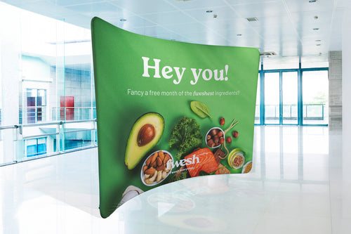 Curved fabric display stand