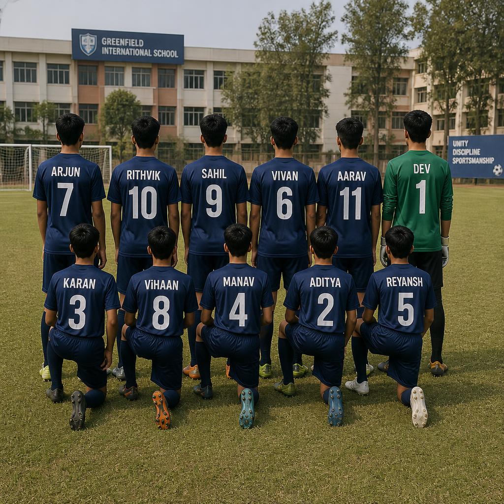 Row of football shirts personalised with different player names and squad numbers
